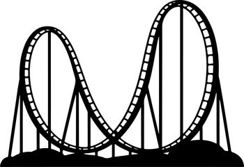 Obraz premium Classic Roller Coaster silhouette vector illustration