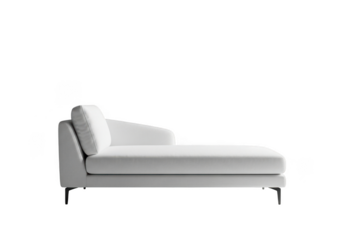 A sleek white chaise lounge on transparent background