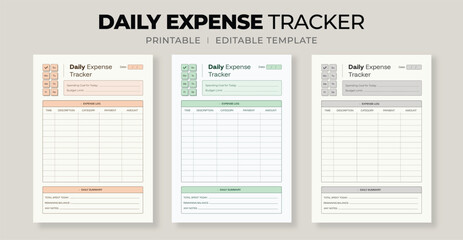 Daily Expense Tracker Printable Template for Tracking Daily Spending and Payments