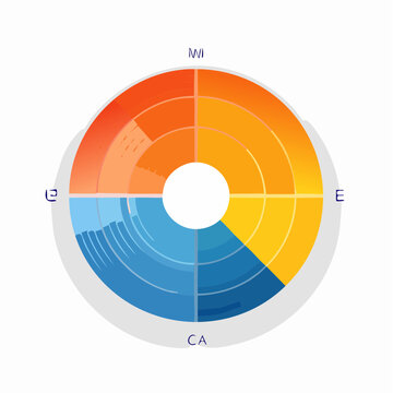 Circular diagram with four sections, each with a different color gradient.