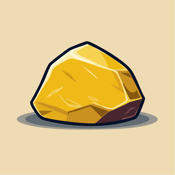Cartoon gold nugget with black outline on beige background.
