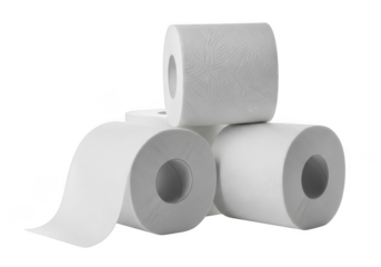Three rolls of toilet paper on a transparent background