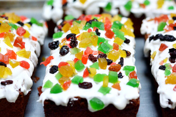 Beautifully decorated traditional Christmas cake.