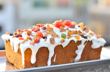 Beautifully decorated traditional Christmas cake.