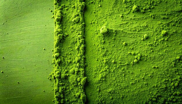Close-up of vibrant green matcha powder texture