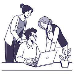 Flat Vector Illustration Of Modern Office Teamwork