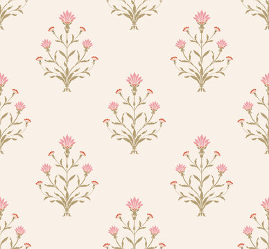 Traditional Mughal motif design illustrations seamless patterns with floral for fabric, textiles, clothing, wrapping paper.
