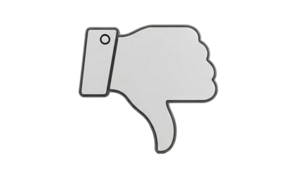 3D Thumbs Down Icon on transparent background