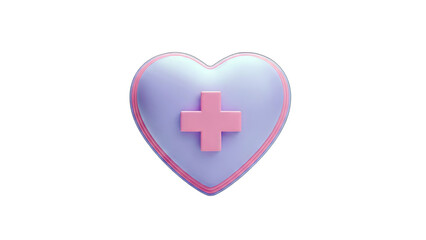 Obraz premium 3D Heart with Medical Cross Icon on transparent background