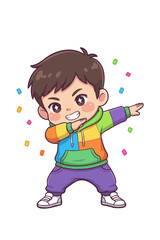 Cute chibi boy doing dab pose