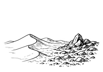 Desert dune hand drawn simple sketch vector illustration