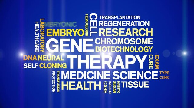 Gene Therapy animated word cloud-text design animation tag kinetic typography seamless loop.