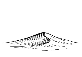Desert dune hand drawn simple sketch vector illustration