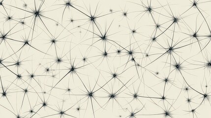 Abstract Neural Network Background of Interconnected Nodes and Lines in Dark Blue on Beige Creating a Futuristic Technology Structure with Dotted Connections and Sparkling Light