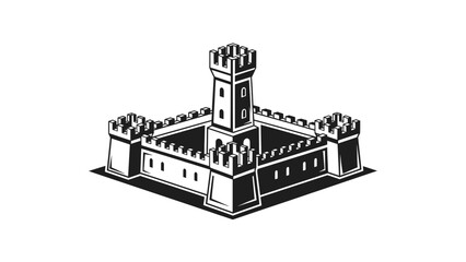 Medieval Castle Fortress Icon. Ancient Stronghold Tower Building Logo. Security Architecture Symbol. © solihul