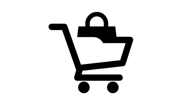 Shopping Cart Icon with Bag - E-commerce Online Shopping  Retail Symbol logotype icon ilustrative.