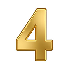 Golden Number Four 3D Rendering.