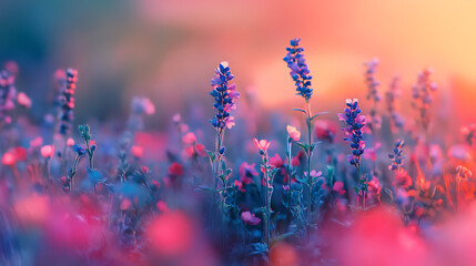 A beautiful floral scene featuring colorful and delicate flowers in a natural setting