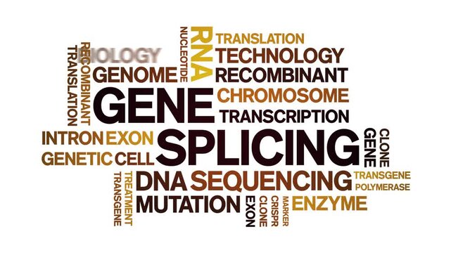 Gene Splicing animated word cloud-text design animation tag kinetic typography seamless loop.