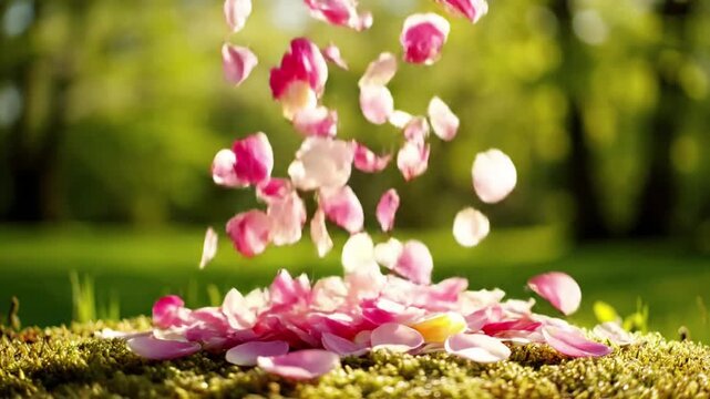 Abstract Floral Dust Devil petal swirl spring Dynamic tracking shot A mesmerizing slow motion video captures a beautiful, organic