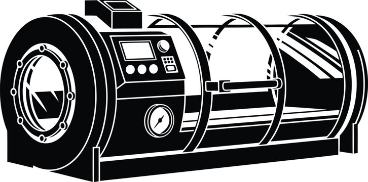 Hyperbaric oxygen therapy chamber icon for medical pressure treatment and wellness recovery health technology vector illustration isolated on a white background for design.