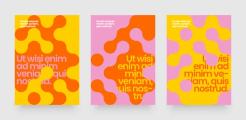 Fototapeten Farbiges Glas Template with mosaic circles. Abstract bauhaus geometric pattern backgrounds with metaball fusion. Layout for flyer, poster or cover.   © dimakostrov