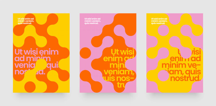 Template with mosaic circles. Abstract bauhaus geometric pattern backgrounds with metaball fusion. Layout for flyer, poster or cover.  - Powered by Adobe