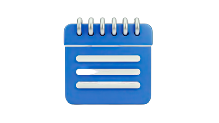 3D Calendar Icon on transparent background