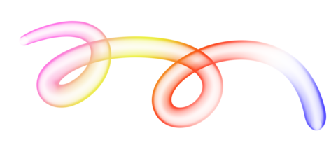 Abstract flowing ribbon of light with vibrant gradient colors pink yellow orange and blue swirling in a dynamic spiral motion on a white background