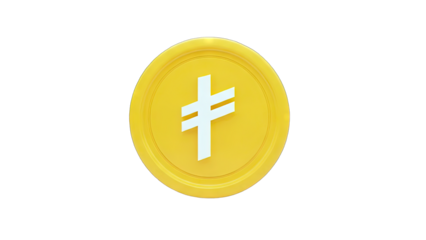 3D Gold Coin with Symbol on transparent background