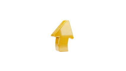 3D Golden Arrow Pointing Upwards on transparent background
