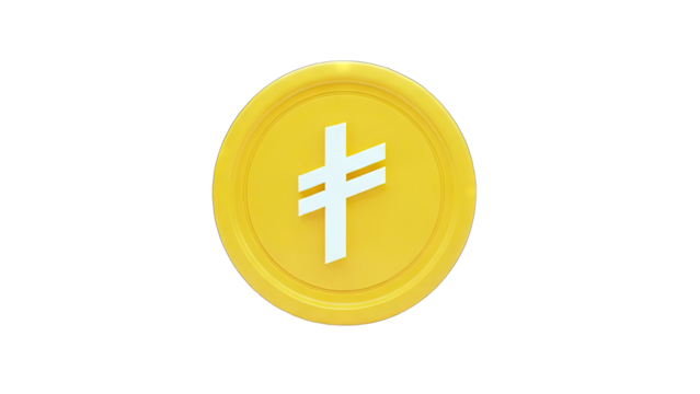 3D Gold Coin with Symbol on transparent background - Powered by Adobe