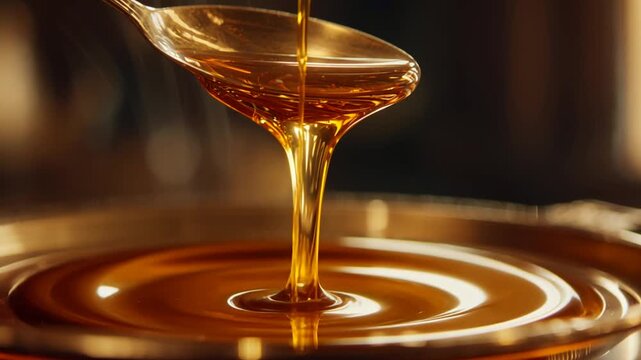 honey pouring from spoon golden syrup
