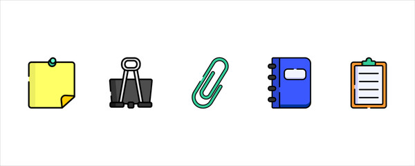 Student and Office Organization Tools Icon Set