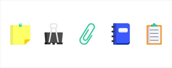 Modern Office Supplies Icons for Study and Productivity