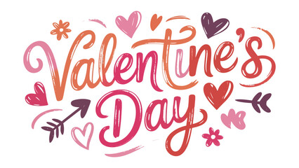 Obraz premium Valentine's Day design: a vibrant and whimsical illustration of Valentine's Day with hearts, arrows, and floral elements, perfectly encapsulating the spirit of love and affection.