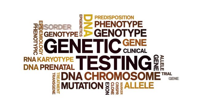 Genetic Testing animated word cloud-text design animation tag kinetic typography seamless loop.