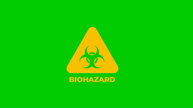 Biohazard Warning Symbol with Text on Green Background Illustration