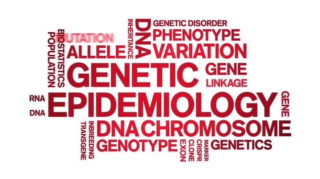 Genetic Epidemiology animated word cloud-text design animation tag kinetic typography seamless loop.