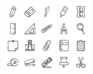 Minimal Outline School and Office Tools Icons