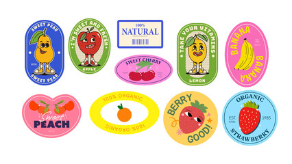 set of easter eggs fruits set stickers food fruit tag 