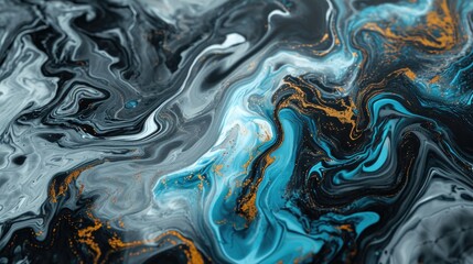 Abstract Fluid Art Swirling Colors And Gold Background
