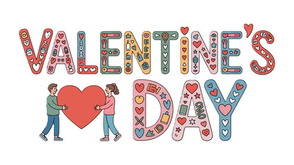 Valentine's Day Illustration: Celebrating the spirit of love with a vibrant illustration of a couple exchanging a heart in this heartwarming design for Valentine's Day. 