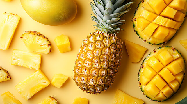 Healthy fruit pattern background for wallpaper or decorative use. Includes colorful, fresh fruits - Powered by Adobe