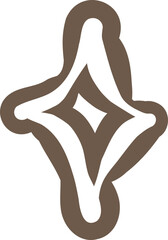 Hand Drawn Brown Abstract Sparkle Outline Illustration