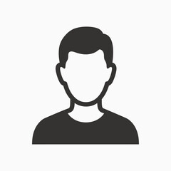 Minimalist male avatar placeholder icon with head and shoulders