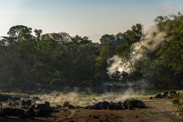 On-sen of Thailand,Fang Hot Spring at National Park in Chiang Mai,Thailand.