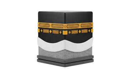3D Kaaba Islamic Holy Site on transparent background