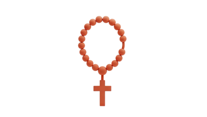 3D Orange Rosary Beads with Cross transparent background