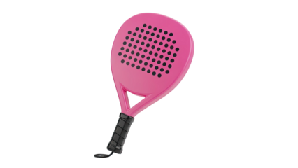 3D Pink Padel Racket on transparent background